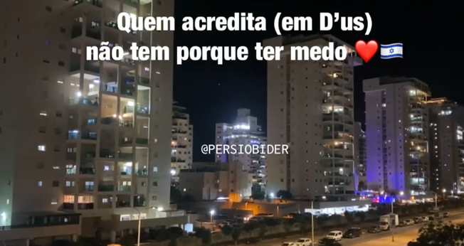 Israelenses cantam em Ashdod, ao sul de Gaza. (Captura de tela/Instagram/Persio Bider)