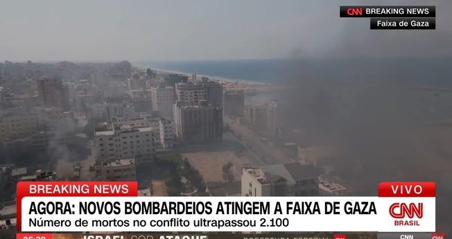 Cenário de guerra na Faixa de Gaza. (Captura de tela/YouTube CNN Brasil)