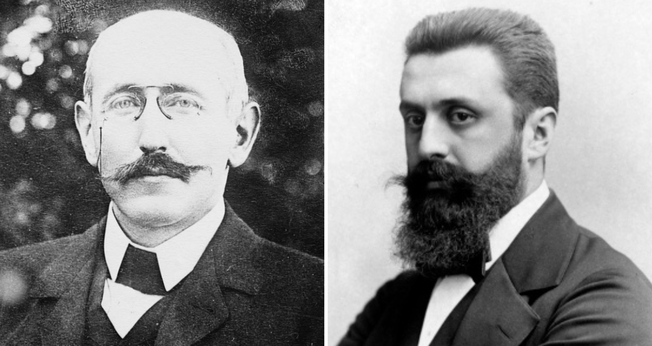 Alfred Dreyfus [à esq.], Theodor Herzl [à dir.]. (Foto: Wikipedia)