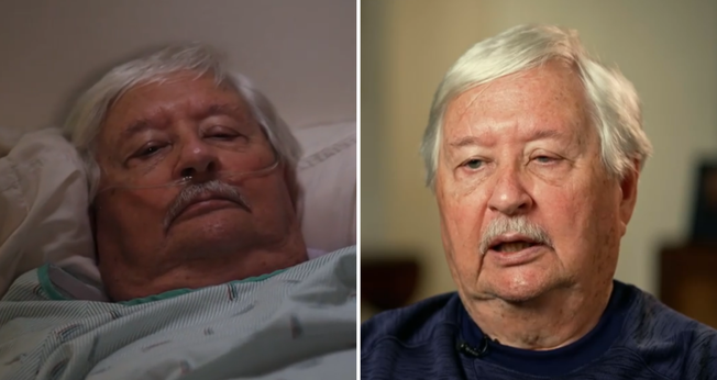 Don enquanto estava internado e hoje recuperado. (Captura de tela/CBN News)