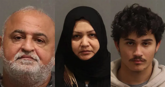 Nick Kadum [à esq.], Rawaa Khawaji e John Kadum. (Foto: Departamento de Polícia Metropolitana de Nashville)