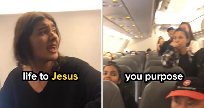 Eliana Grace prega durante voo. (Captura de tela/Instagram/Eliana Grace)