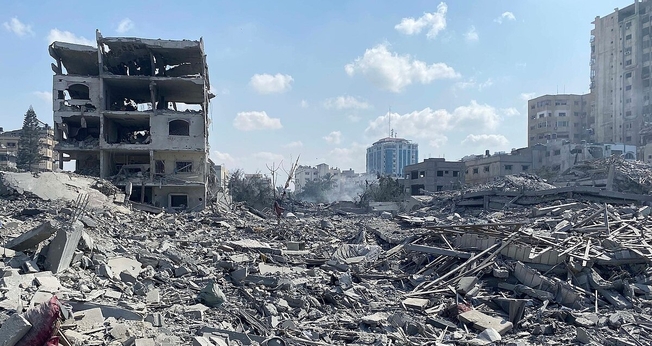Prédios danificados na Faixa de Gaza durante outubro de 2023. (Foto representativa: Wikipedia)