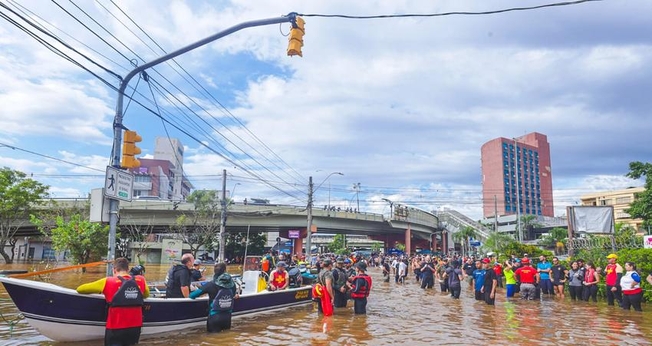 O Rio Guaíba invadiu Porto Alegre e parte da Região Metropolitana. (Foto: Divulgação/PMPA).