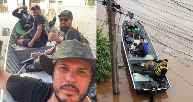 O barco de uma equipe de voluntários salvou muitas pessoas. (Foto: Instagram/Tatiele Oliveira).