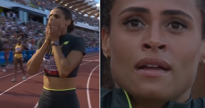 Sydney McLaughlin na competição. (Foto: Reprodução/YouTube/Team USA)
