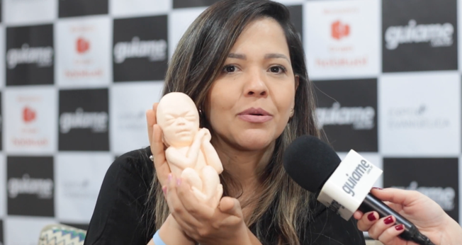 A vereadora Priscila Costa na Expoevangélica 2024. (Foto: Guiame).