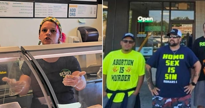 David Grisham e outros três amigos em frente ao Subway. (Foto: Facebook/David Grisham).