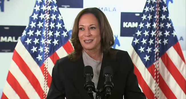 Kamala Harris discursa na sede eleitoral de Delaware. (Captura de tela/YouTube/Fox4Dallas)