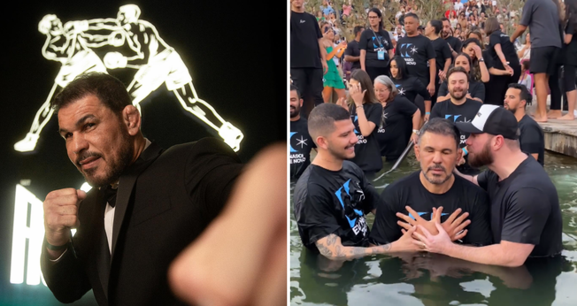 o ex-lutador de MMA Rodrigo Minotauro durante batismo. (Foto: Facebook/Rodrigo Minotauro Nogueira)