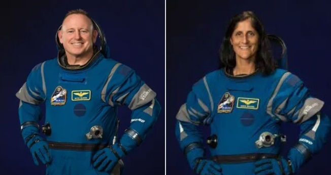 Retrato oficial de Barry Wilmore e Suni Williams da tripulação do Boeing Crew Flight Test (CFT). (Foto: NASA/Robert Markowitz)