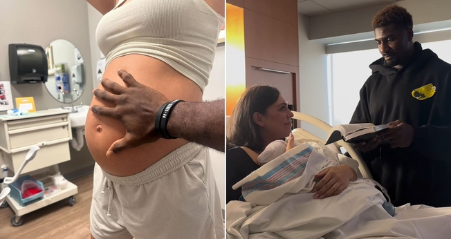 Juwan com a esposa e a filha recém-nascida no hospital. (Foto: Reprodução/Instagram/Chanen Johnson)