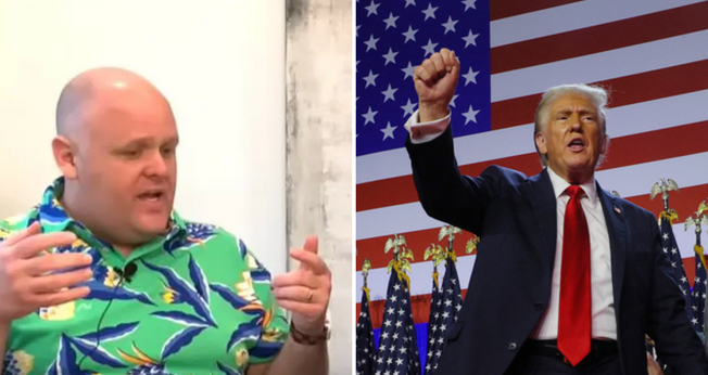 O Pr. Brandon Biggs; Donald Trump, após sua vitória. (Fotos: Reprodução/YouTube/Steve Cioccolanti & Discover Ministries/BBC).