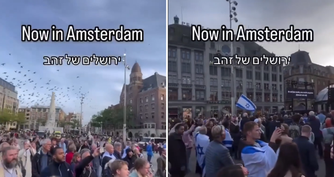 Cristãos cantam nas ruas de Amsterdã. (Captura de tela/Instagram/hnaftali)