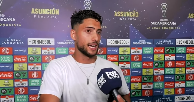 Marco di Cesare após vitória na Copa Sul-Americana. (Captura de tela/YouTube/Fox Sports Argentina)