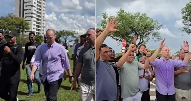 No dia 1° de janeiro, junto com outras pessoas, Rodrigo rodeou a prefeitura sete vezes. (Foto: Reprodução/Instagram/Rodrigo Manga).