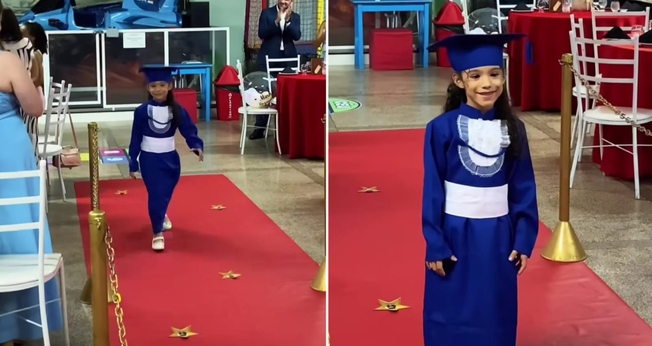 Manuela demonstrou fé em sua formatura da educação básica. (Foto: Reprodução/Instagram/Vanessa Marques).