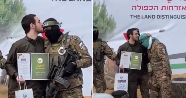 O Hamas encenou uma cerimônia de libertação degradante. (Foto: Reprodução/YouTube/DawnNews English).