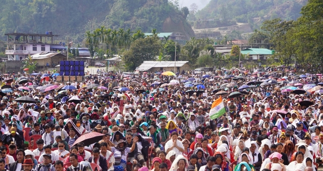 Milhares se reuniram para protestar contra a lei anticonversão no nordeste da Índia. (Foto: ACF)