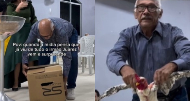 Juarez Soares levando sua oferta ao altar durante culto em Belém (PA). (Foto: Reprodução/Instagram/Mídia AD Jarbas Passarinho).
