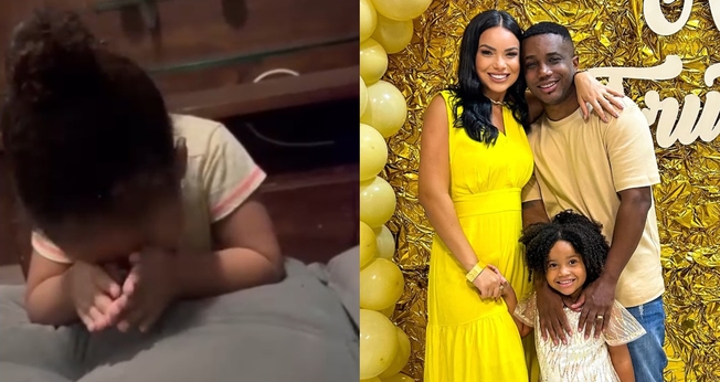 Rebecca orou com fé pela cura do pai, Leonardo. (Foto: Instagram/Flávia Joyce).