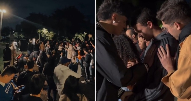 Dezenas de estudantes se reuniram para buscar a Deus na USP. (Foto: Reprodução/Instagram/Aviva Universitário).