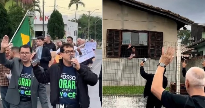 Os cristão fizeram uma passeata evangelística em Criciúma. (Foto: Reprodução/Instagram/Clebison Bandeira).