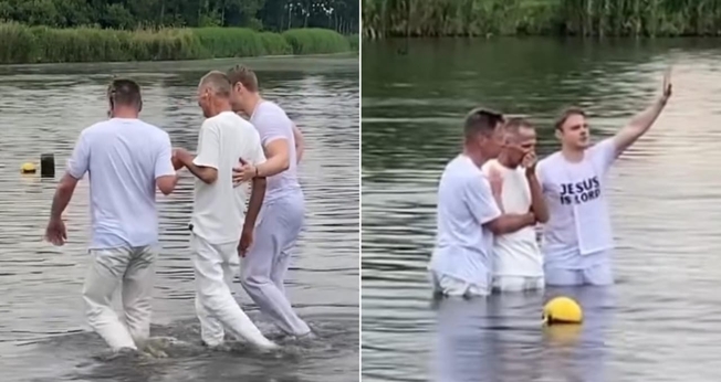 Cristãos realizaram o batismo como o último desejo do homem. (Foto: Reprodução/Facebook/Yvonne Yvonne Yvonne Yvonne).