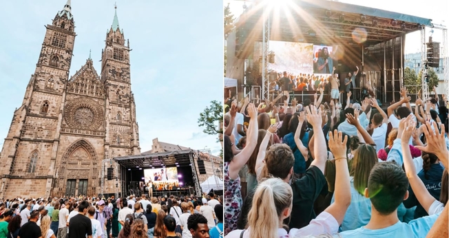 O evento “City of Light” atraiu uma multidão ao ar livre no centro de Nuremberg. (Foto: Instagram/City of Light).