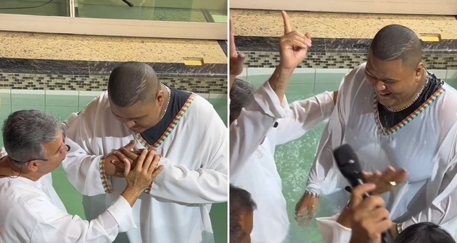 O batismo de Arthur. (Foto: Reprodução/Instagram/O Brasil para Cristo)