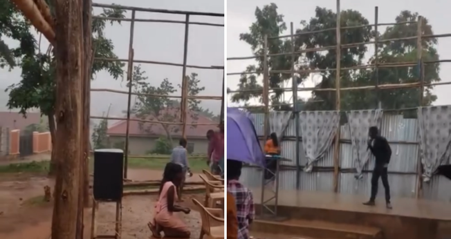 Cristãos oram e cultuam sob chuva, em Uganda. (Captura de tela/Instagram/brahadams)