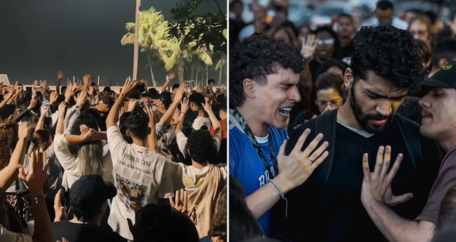 O evangelismo em Copacabana. (Foto: Reprodução/Instagram/Rafael Santmour)
