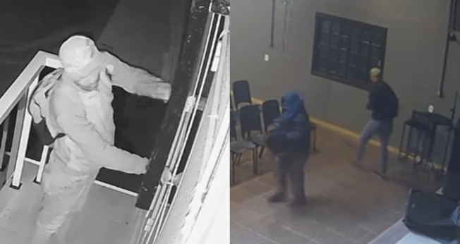 As câmeras de segurança da igreja registraram a ação dos criminosos. (Foto: Reprodução/Instagram/Independente).