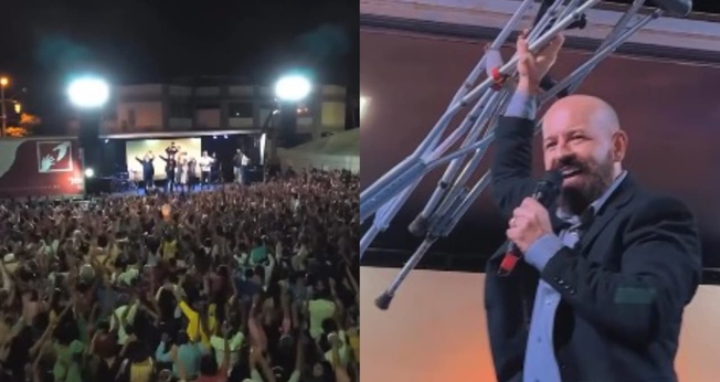 O evento atraiu uma multidão em uma praça da cidade de Guanambi. (Foto: Reprodução/Instagram/Rubens Cunha).