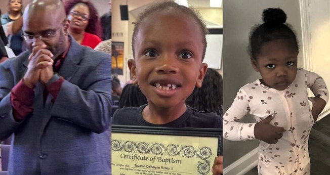 O pastor Tavaran Ridley, seu filho Deuce Ridley e a sobrinha Esther Holston. (Foto: Baptist Press)