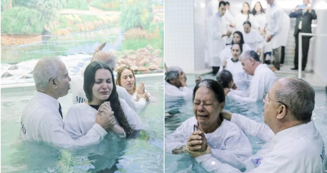 O batismo aconteceu no Templo Central da Assembleia de Deus em Recife. (Foto: Instagram/IEADPE OFICIAL).