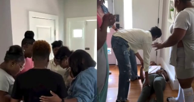 As cristãs reunidas na residência oraram pela mulher. (Foto: Reprodução/Instagram/Dr. Moore).