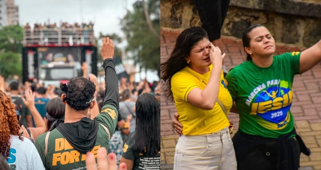 Os participantes percorreram a orla da Praia de Boa Viagem. (Foto: Instagram/Marcha Para Jesus Pernambuco/Instagram/Andrea Ventura Medeiros).