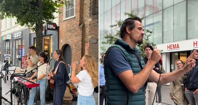 O evangelismo nas ruas de Breda. (Foto: Reprodução/Instagram/Jelthe Kloens)