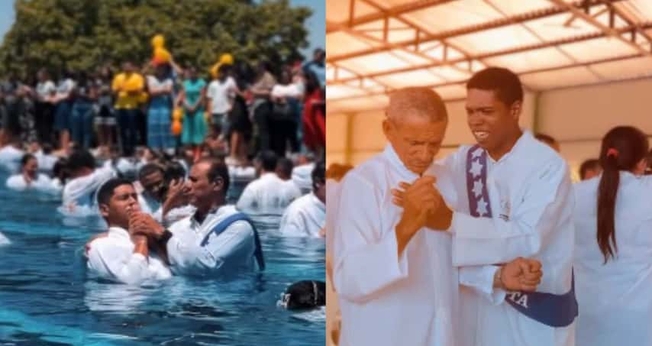 Os novos convertidos deram testemunho público da fé em Jesus. (Foto: Reprodução/Instagram/IAD GURUPI).