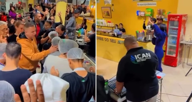 O culto na pizzaria. (Foto: Reprodução/Instagram/Império Jardim Helena)