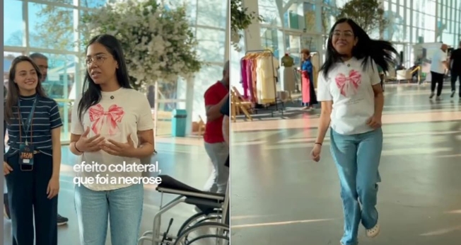  A jovem foi curada na Conferência “A Voz dos Apóstolos”. (Foto: Reprodução/Instagram/Global Awakening Brasil).