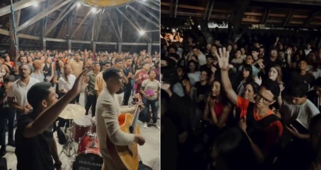Os estudantes adoram a Deus em Belém do Pará. (Foto: Reprodução/Instagram/Lucas Teodoro).