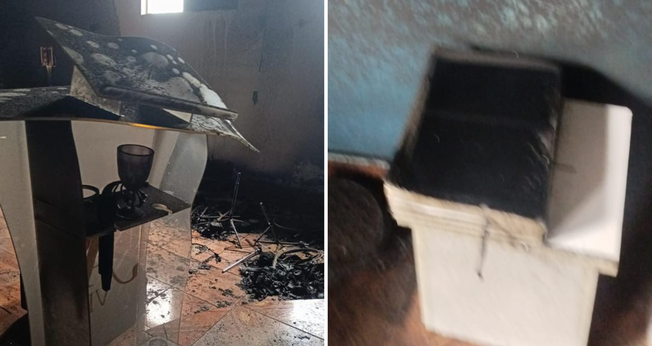 Bíblia permanece intacta após incêndio que destruiu igreja em Sumaré (SP). (Foto: AD Viva)
