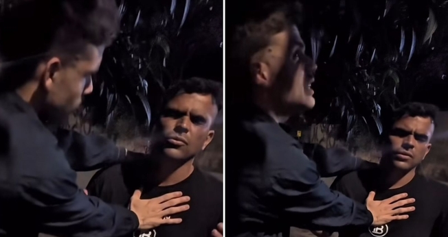 Ramon e João orando. (Foto: Reprodução/Instagram/João Basques)