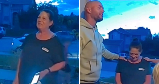 A entregadora sendo evangelizada. (Foto: Reprodução/Instagram/Nicole Pankratz)