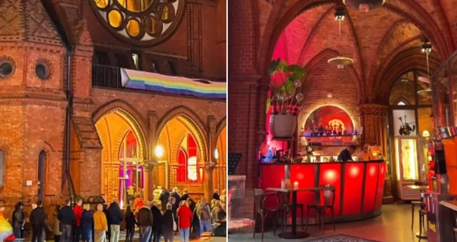 A igreja protestante Heilig-Kreuz se tornou o café/bar “Pandoras”. (Foto: Instagram/Pandoras).