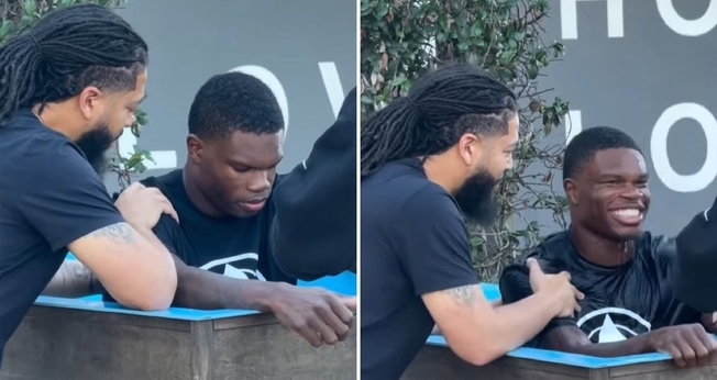 O batismo de Travis Hunter. (Foto: Reprodução/Instagram/John K. Amanchukwu Sr)