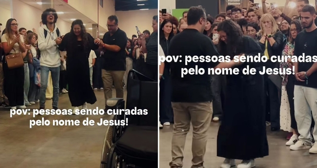 A mulher deixou a cadeira de rodas e andou. (Foto: Reprodução/Instagram/Dunamis Movement)