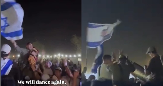Centenas de israelenses celebraram o Simchat Torá no deserto. (Foto: Reprodução/Instagram/Sarah Chemla/Reprodução/X/Eli Afriat).
